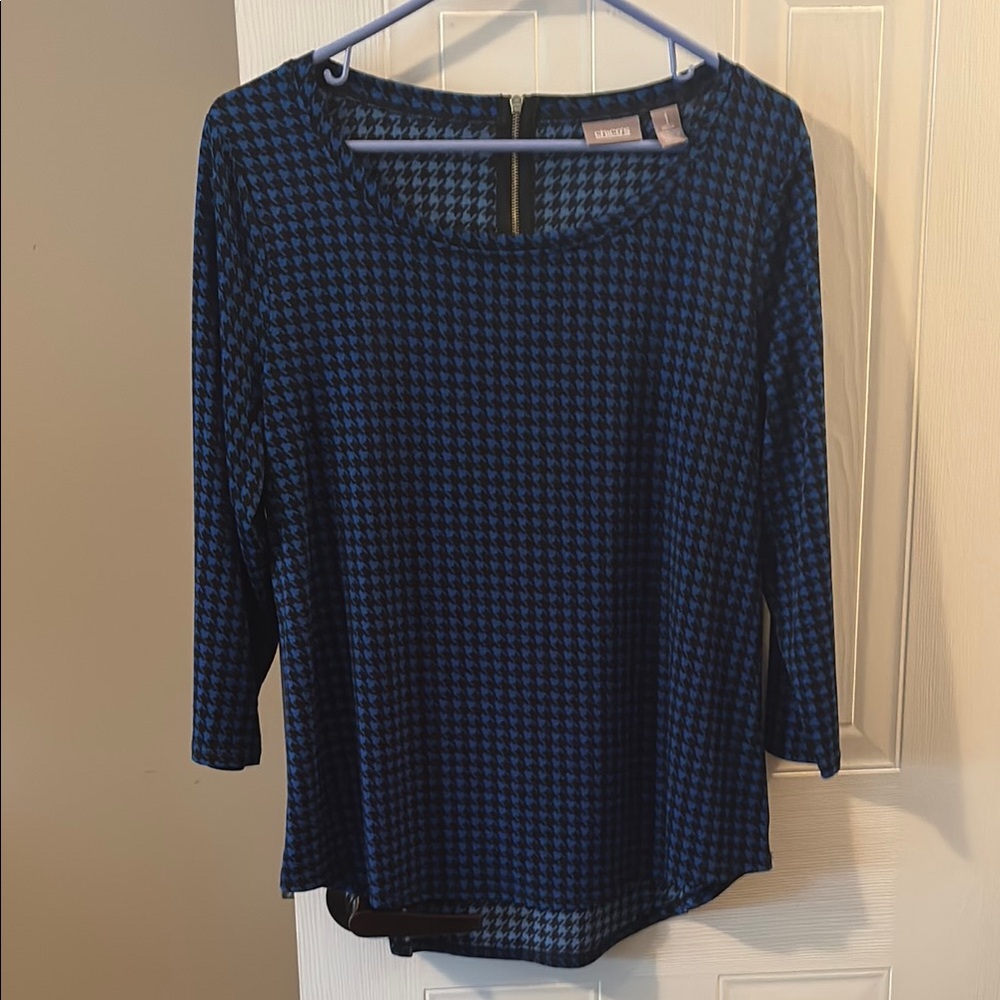 Chico's Blue and Black 3/4 Sleeve Blouse